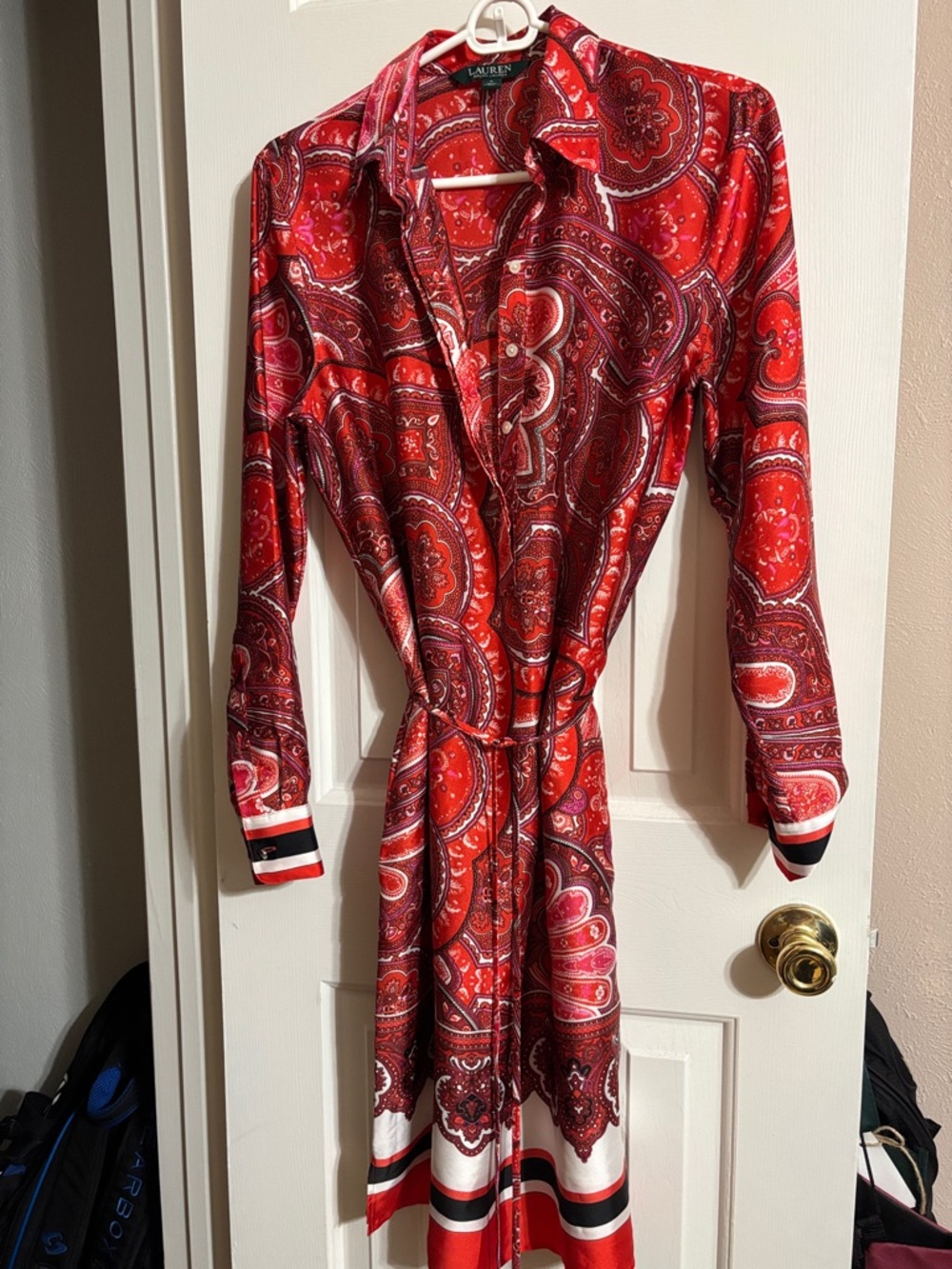 Lauren Ralph Lauren Red Paisley Long Sleeve Dress